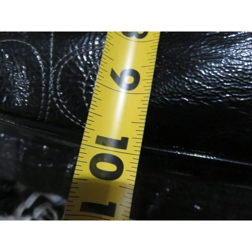 Coach 2012 Black Signature C Stitched Patent Leather Tote Kisslock Handbag